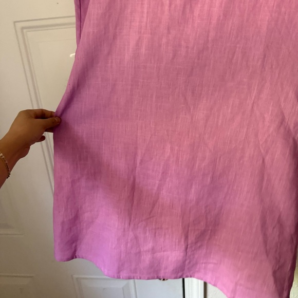 Le Muse lavender lilac linen cotton boat neck bow short sleeve mini dress - Picture 4 of 8